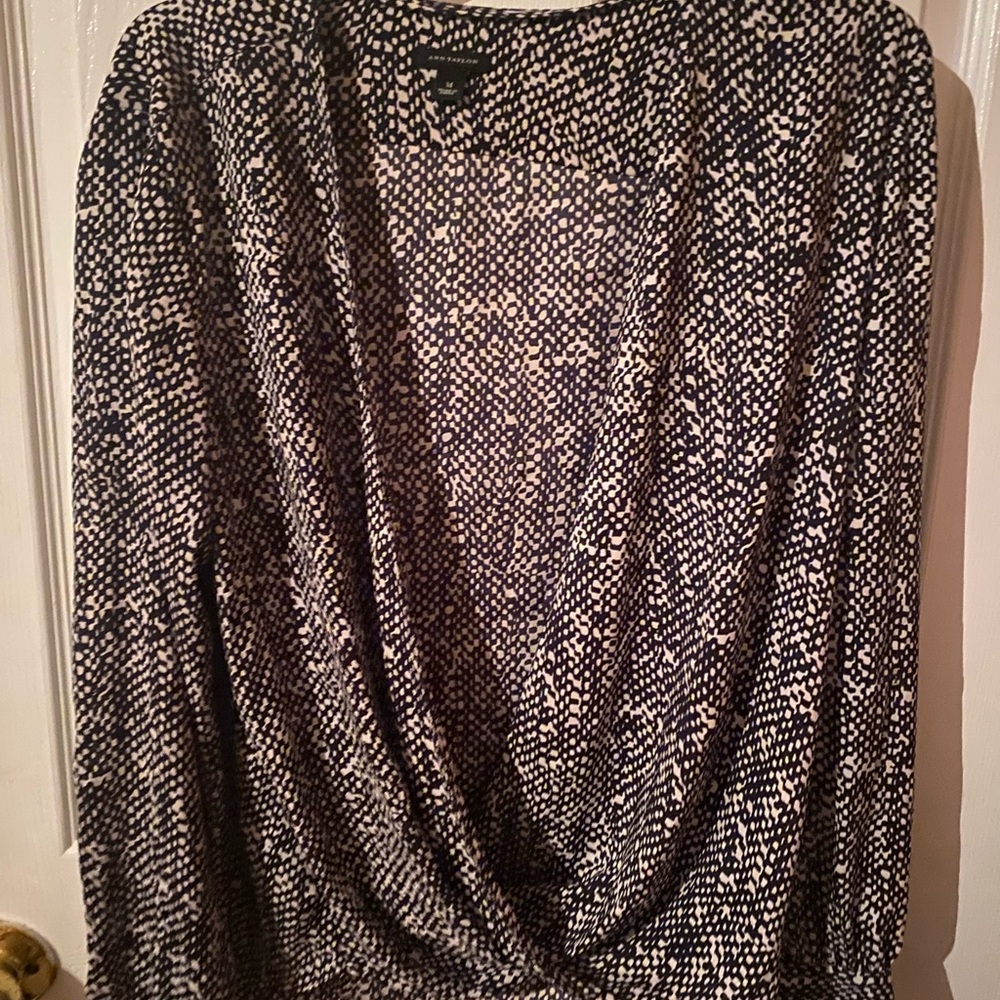 Ann Taylor Black and White Patterned Blouse